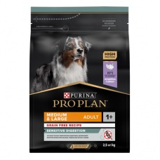 Pro Plan GrainFree сухой корм для собак ср.пород с чувст.пищеварением индейка