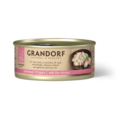 GRANDORF Консервы для кошек, куриная грудка с мясом краба в бульоне, 70 г