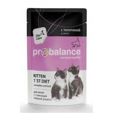 Probalance корм консервы для котят, телятина в желе, пауч, 85г