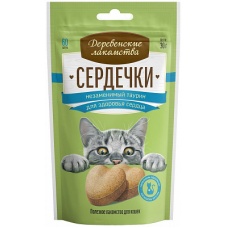 Деревенские лакомства. для кош. Сердечки незаменимый таурин для здоровья сердца, 30г