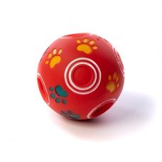 DUVO+ Игрушка для собак "Мяч для лакомств хихикающий", красный, 11см