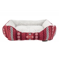 SCRUFFS Лежак для животных с бортиками "Santa Paws", бело-красный, 60x50