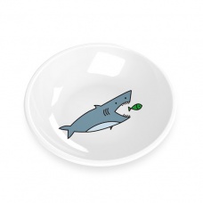 TARHONG Миска для животных "Shark", белая с рисунком, 13,3х2,8см (180мл)
