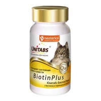 ЮНИТАБС BiotinPlus с Q10 Витамины для кошек 120таб. U301