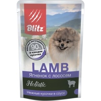 Blitz Holistic пауч для собак мел. пород кусочки в соусе Ягненок с лососем, 24 шт