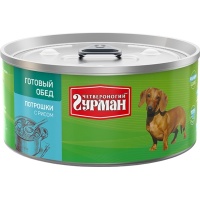 Четвероногий Гурман консервы для собак Готовый обед Потрошки с рисом