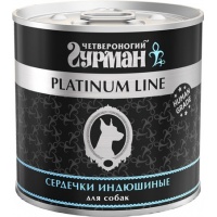 Четвероногий Гурман Platinum консервы для собак Сердечки индюшиные в желе