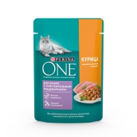 Purina One консервы для кошек с чувст. пищеварением курица морковь